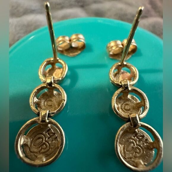 14K Gold Alamea Stud Earrings – Elegant & Timeless Gold Triple Disc Earrings - Picture 13 of 17